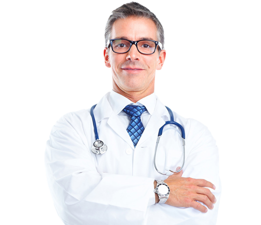 Male doctor smiling with arms crossed
