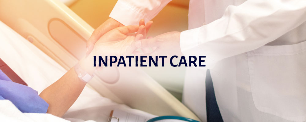 Banner picture of a Healthcare professional that is holding a patient's hand and checking their pulse. Banner says:
IMPATIENT CARE