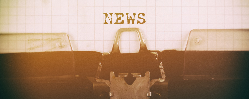 Banner picture of an old style typewriter. "NEWS" is the word typed out.
