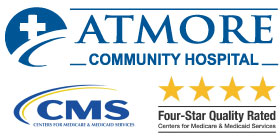 Banner that says:
+ ATMORE COMMUNITY HOSPITAL
CMS
CENTERS FOR MEDICARE & MEDICAID SERVICES

Four-Star Quality Rated
Centers for Medicare & Medicaid Services