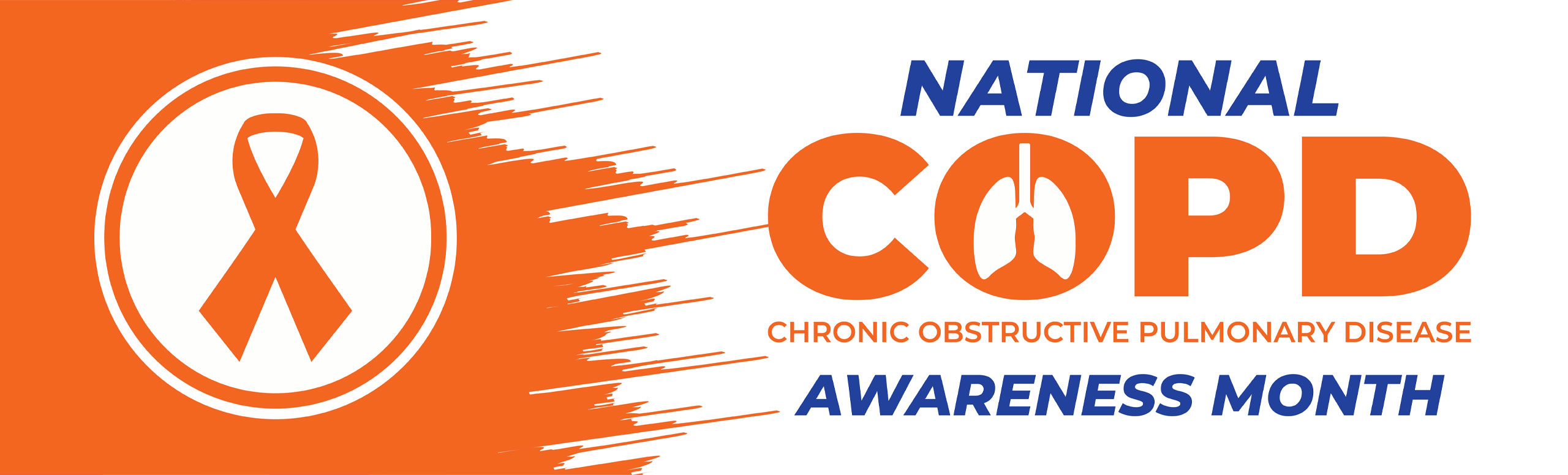 Banner picture of a ribbon. Banner says:
National COPD Chronic Obstructive Pulmonary Disease Awareness Month