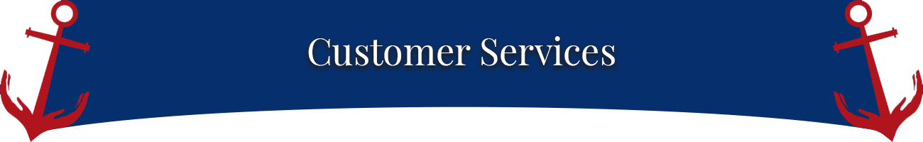 Banner that says "Customer Services" and there is two anchors on each side of the banner.