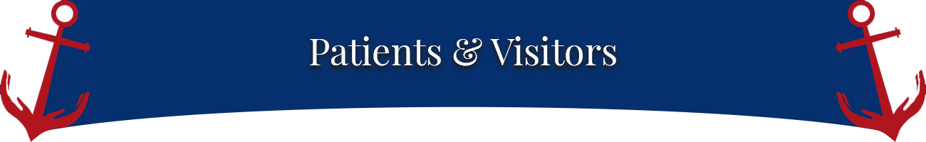 Banner that says "Patients & Visitors" and there is two anchors on each side of the banner.