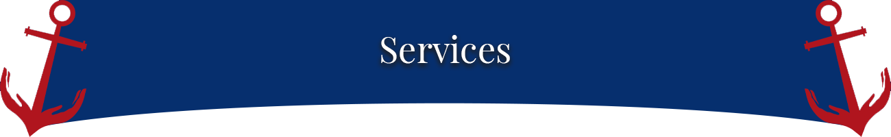 Banner that says "Services" and there is two anchors on each side of the banner.