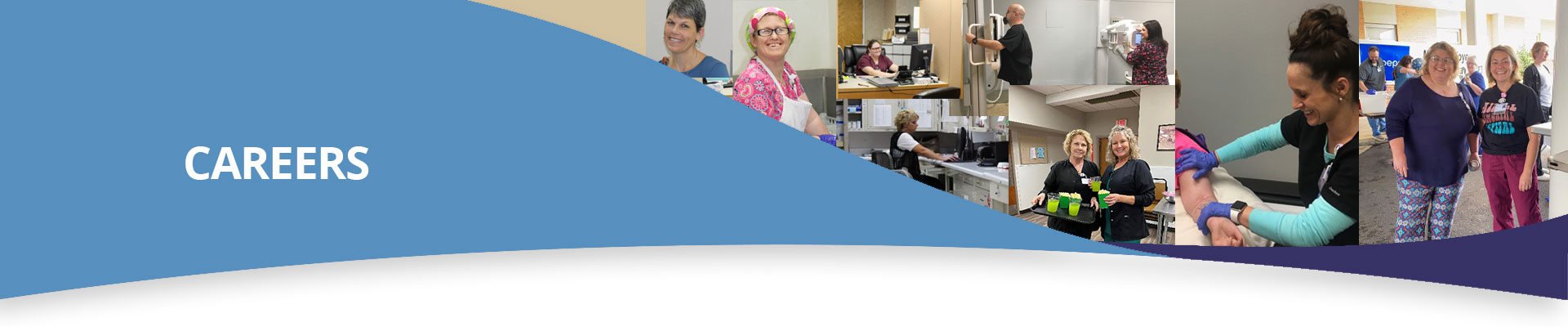 Banner picture of a collage. It is multiple pictures of our staff. Banner says:
CAREERS