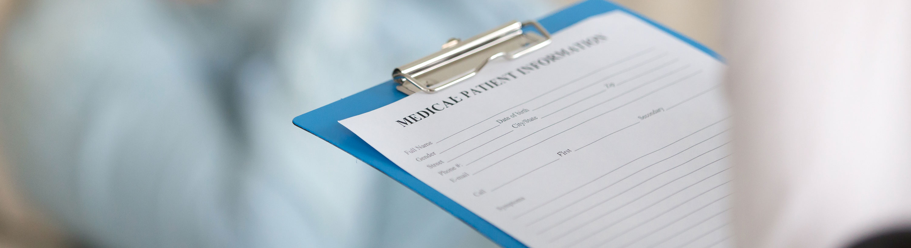 Banner picture of Medical Patient Information form on a clipboard.