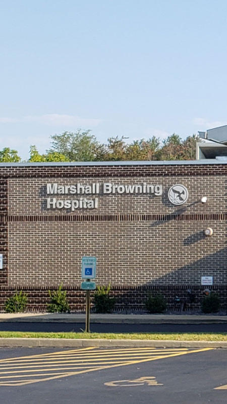 Outside photo of Marshall Browning Hospital's front entrance. (Click here for more info)
