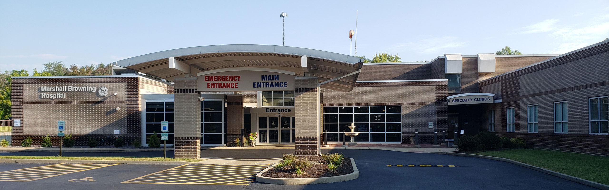 Banner picture of Marshall Browning Hospital EMERGENCY/MAIN ENTRANCE and SPECIALITY CLINICS.