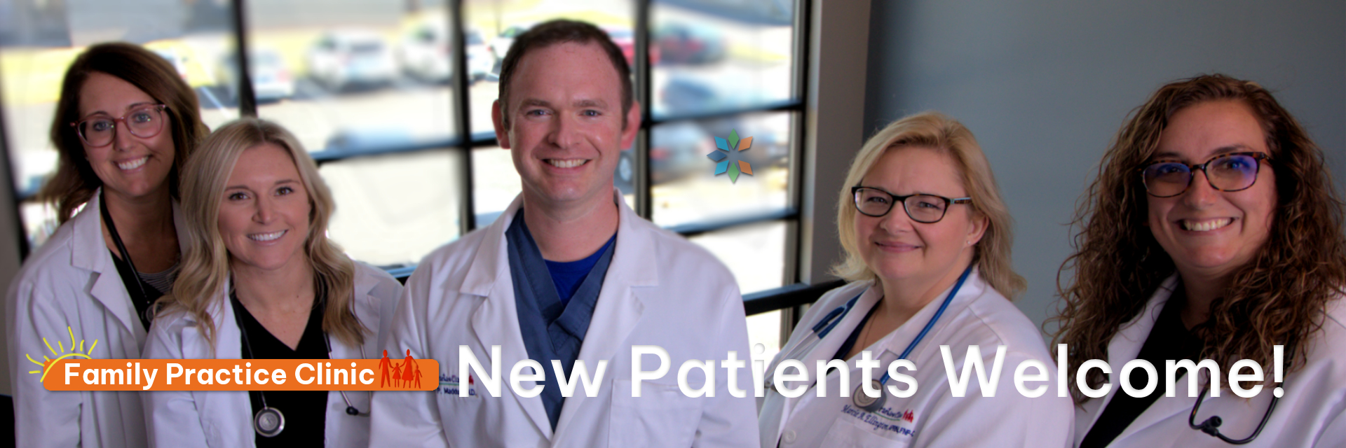 Banner picture of Physicians from Crittenden Family Practice Clinic smiling and standing next to another. There is four females and one male in the middle. Banner says:

Family Practice Clinic
New Patients Welcome!