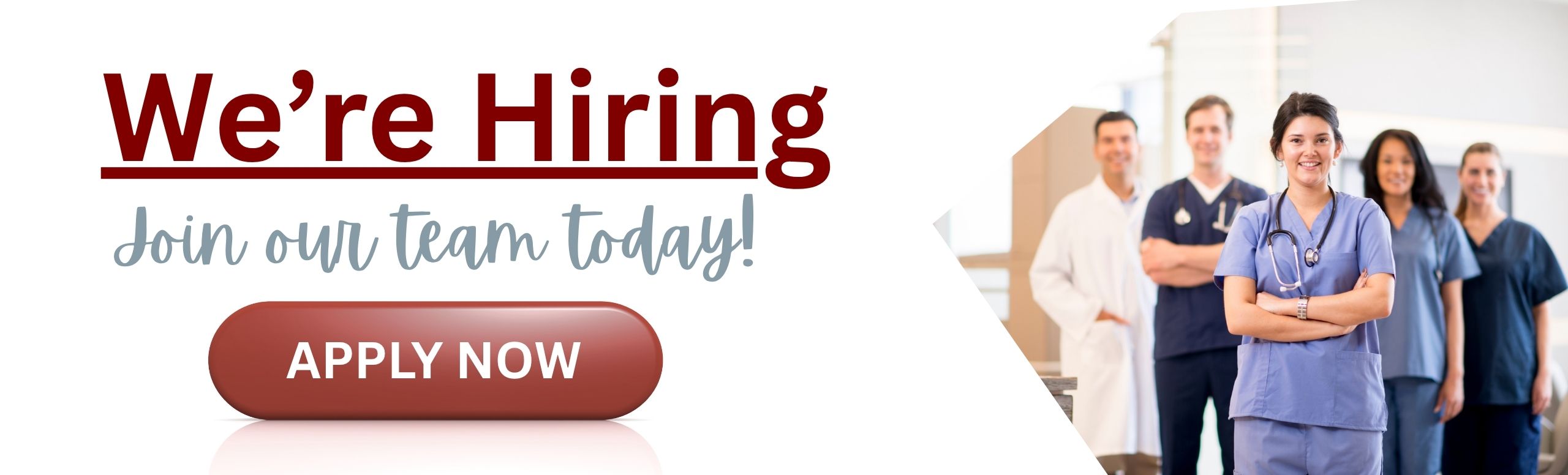 We're Hiring. Join Our Team Today! Apply Here! Hillsboro Community Hospital Logo