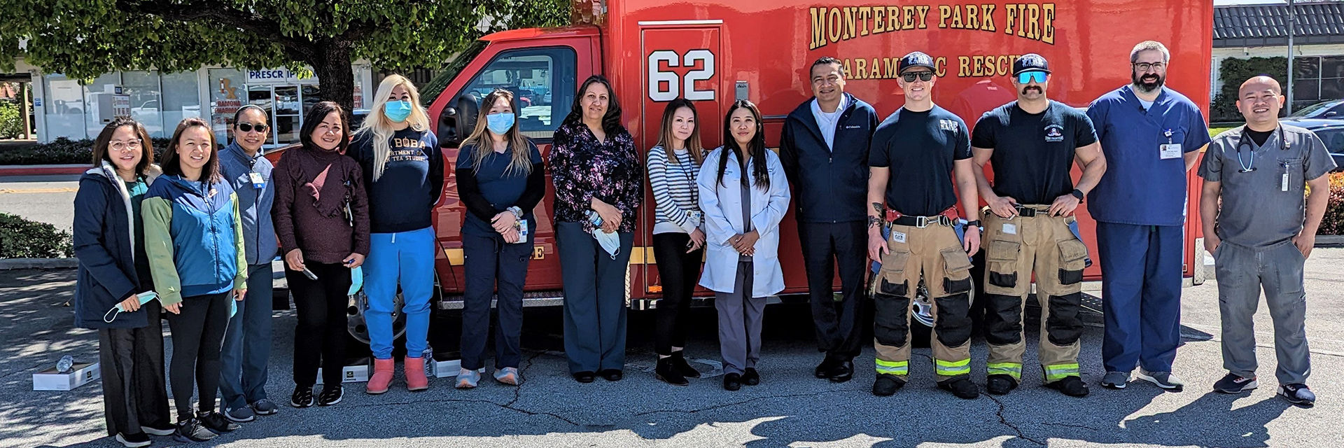 Photo of Garfield staff and Monterey Park Fire Department.