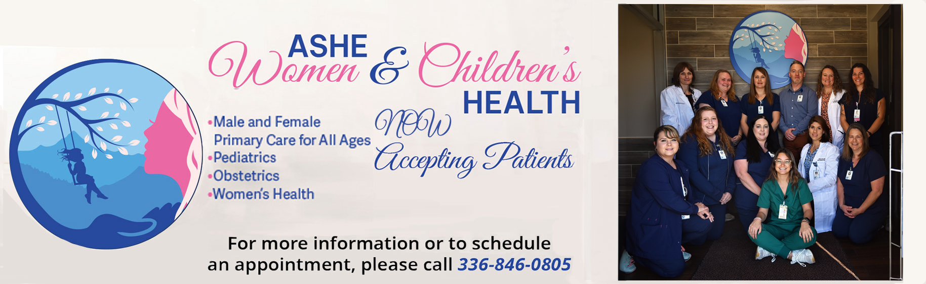 ASHE Women & Children's HEALTH. Now Open & Accepting Patients. For more information or to schedule an appointment, please call 336-846-0805