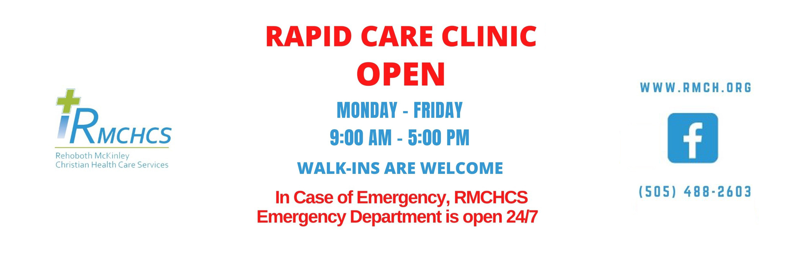 Rapid care clinic hours!mon-friday 9am-5pm