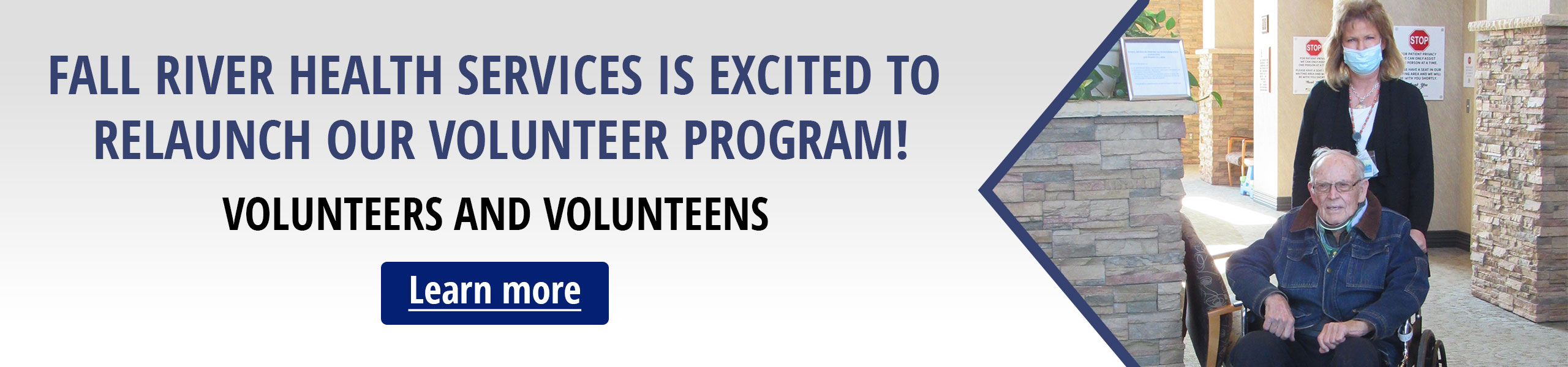 Fall River Health Services is excited to relaunch our volunteer program!

Volunteers and Volunteens

(Learn More)