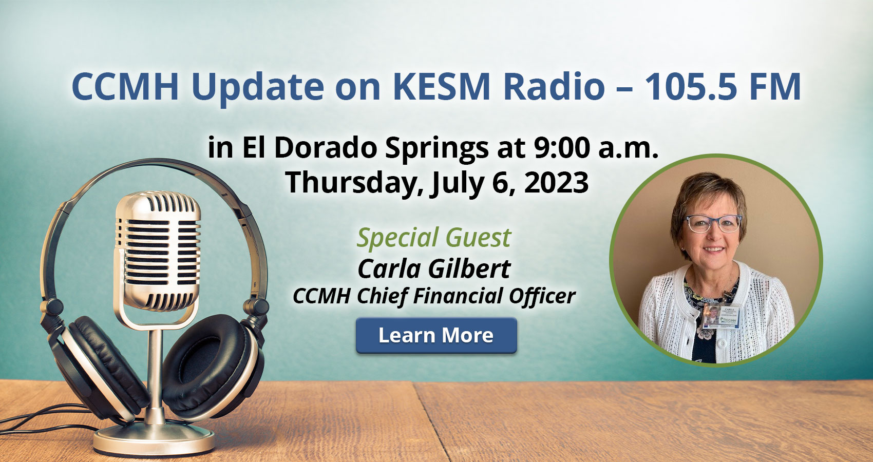 CCMH Update on KESM Radio - 105.5 FM
in El Dorado Springs at 9:00 a.m.
Thursday, June 15, 2023 
Special Guest Josh McClellan