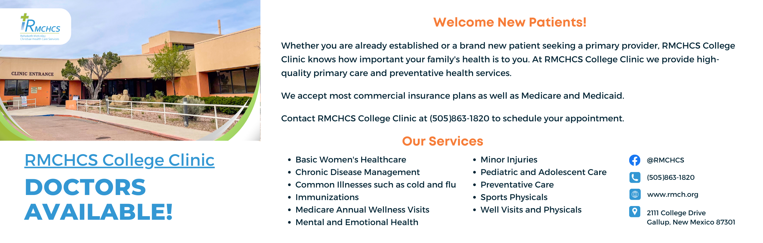 RMCHCS College Clinic Services available.
