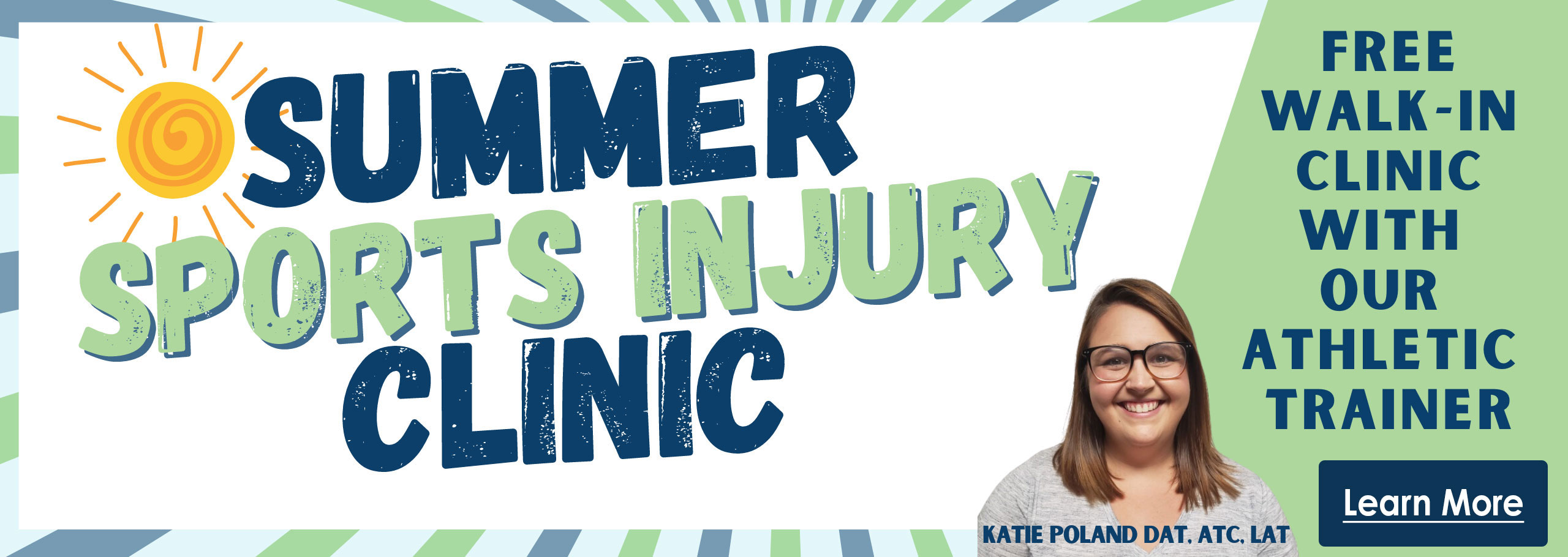 sports clinic with photo of athletic trainer