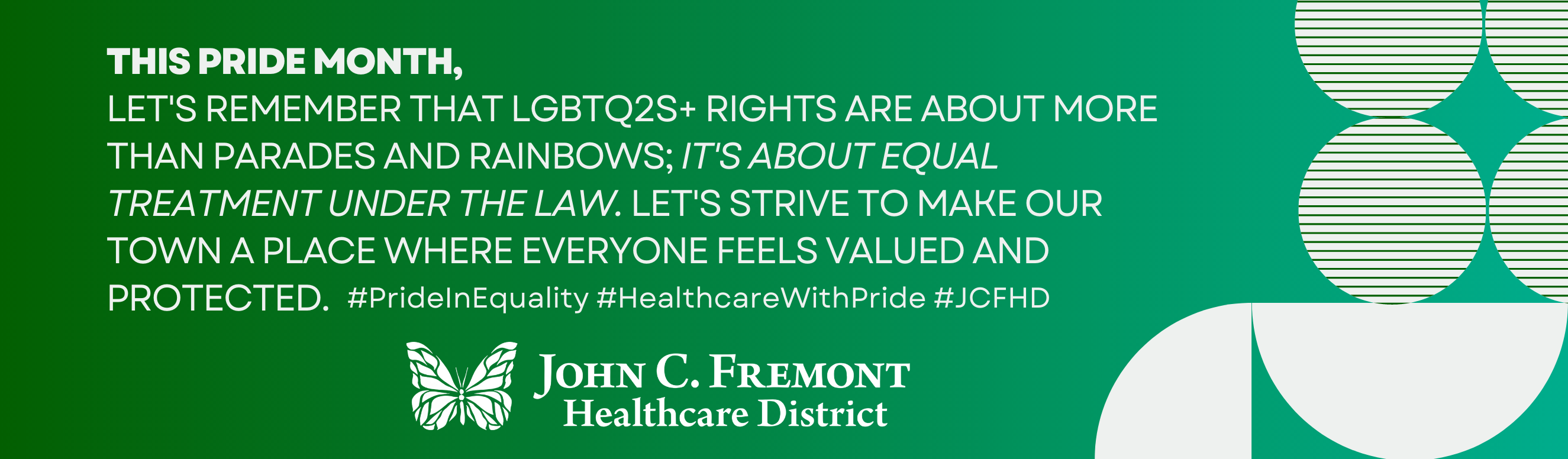 This Pride Month, 
let's remember that LGBTQ2S+ rights are about more than parades and rainbows; it's about equal treatment under the law. Let's strive to make our town a place where everyone feels valued and protected.#PrideInEquality #HealthcareWithPride #JCFHD