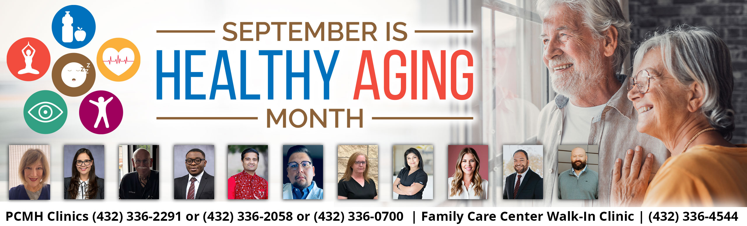 September is Healthly Aging Month

Pictured is a healthy aging couple looking out a window.