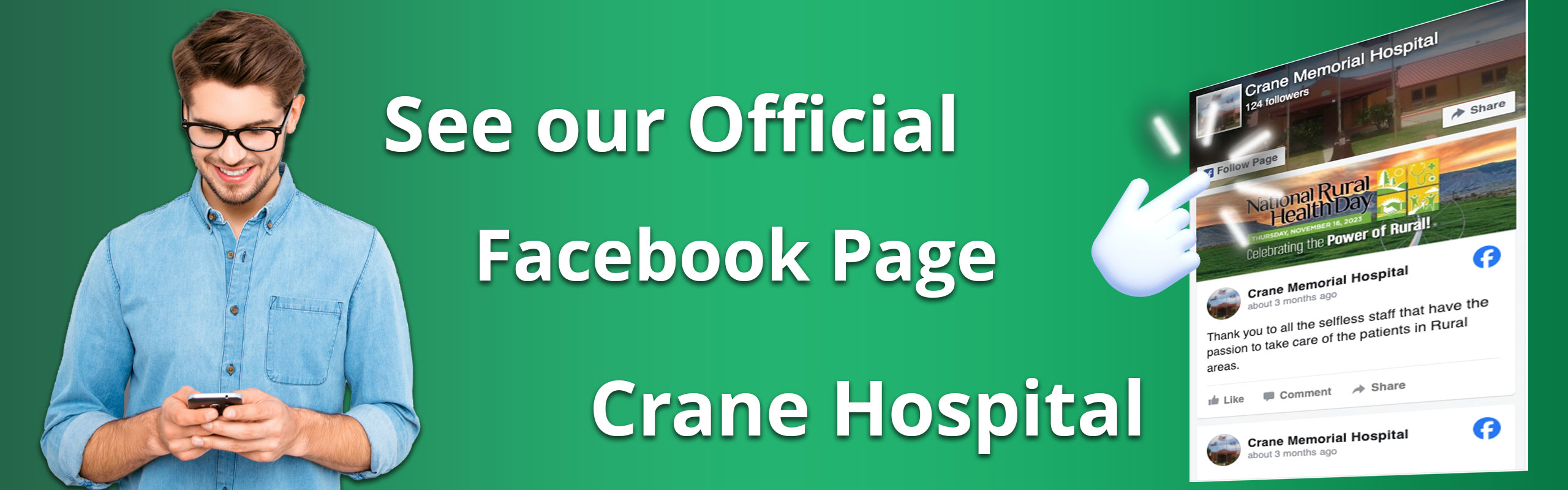 See our Official Facebook Page 
Crane Hospital