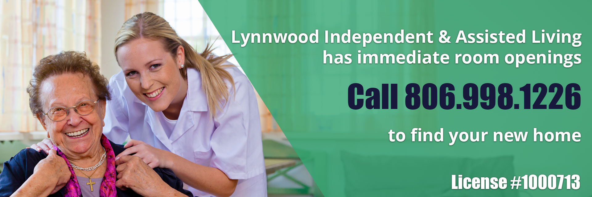 Lynnwood Independent & Assisted Living has immediate room openings. Call 806.998.1226 to find your new home. License #1000713