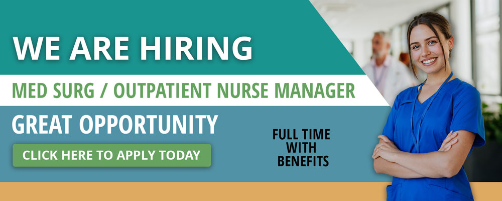 We are Hiring Med Surg / Outpatient Nurse Manager

Great Opportunity

Apply Today