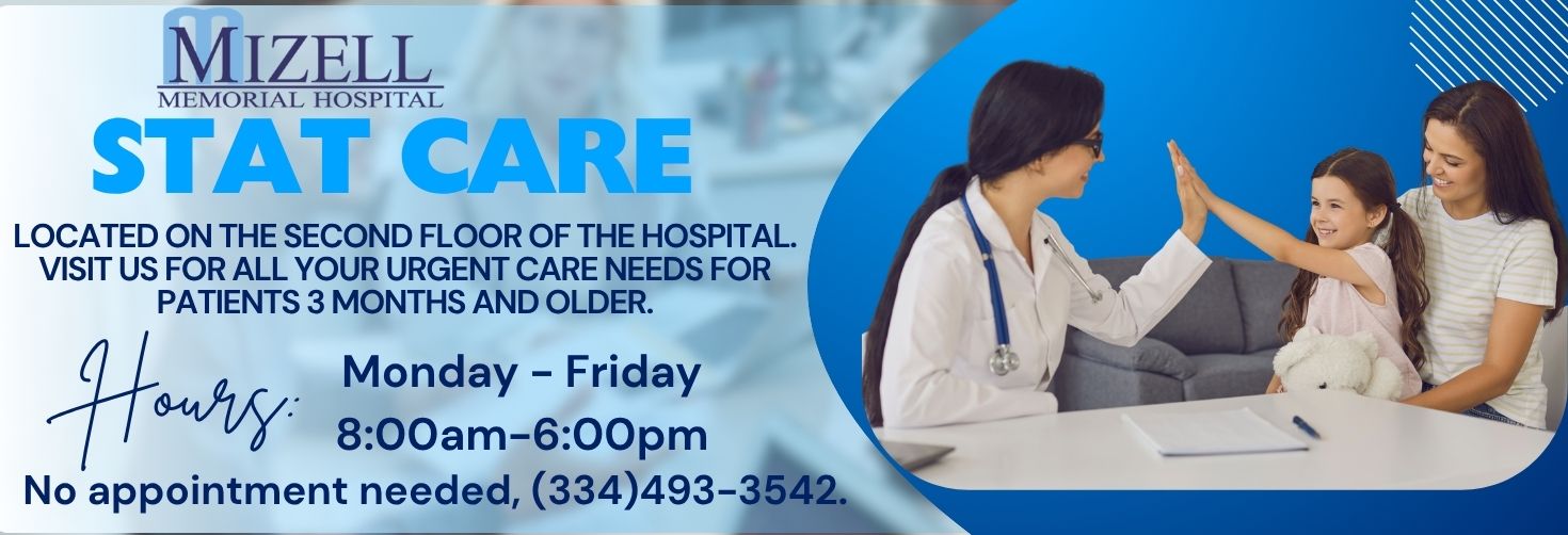 Mizell Stat Care Opening April 1, 2024. Hours Monday thru Friday 9AM to 6PM. Saturday, 8AM to 12 noon. Sunday 1PM to 5PM.