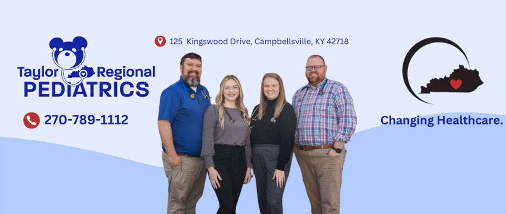 Taylor Regional Pediatrics
Changing Healthcare
270-789-1112

125 Kingswood Drive
Campbellsville, Kentucky 42718