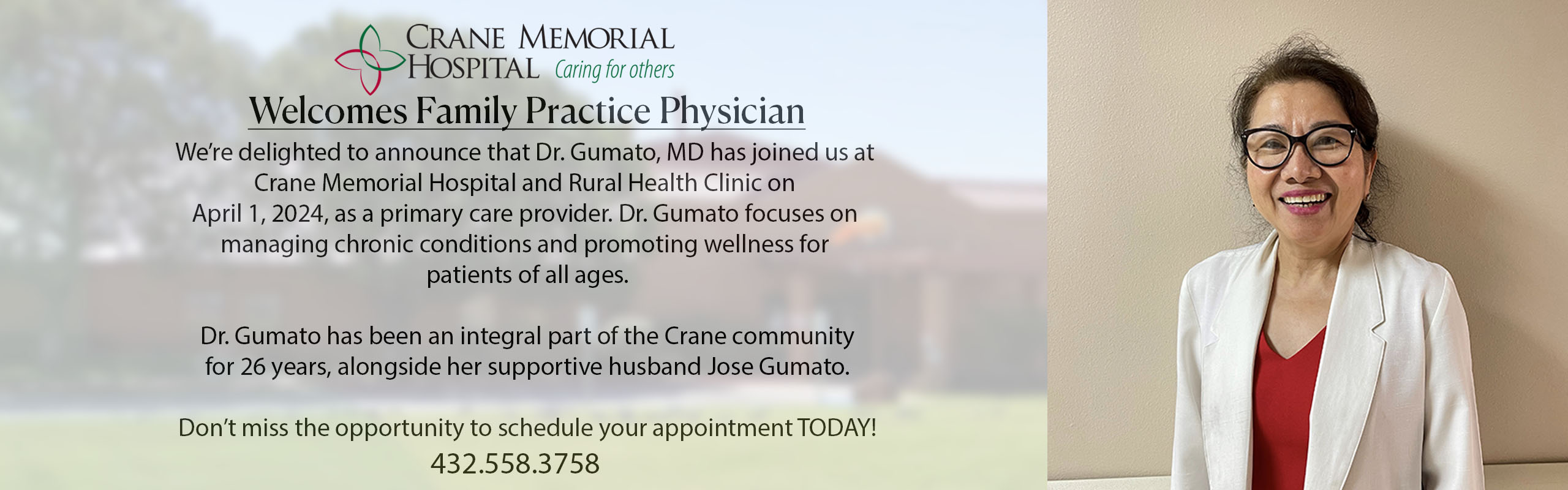 Crane welcomes dr Gumato