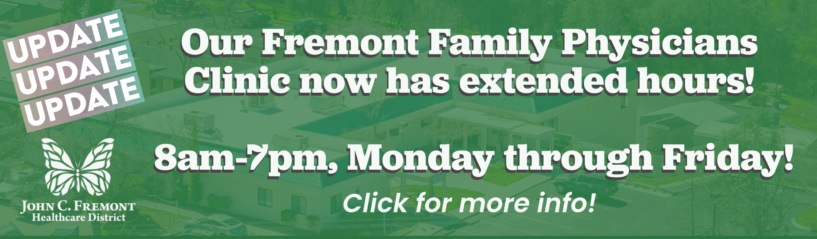 UPDATE: Our Fremont Family Physicians Clinic now has extended hours, 8am-7pm, Monday through Friday. Click for more info.