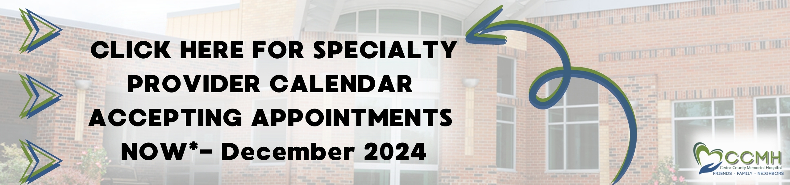 Click Here for Specialty PROVIDER CALENDAR DECEMBER 2024. Accepting Appointments