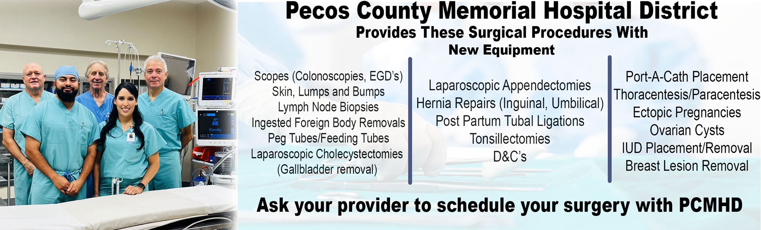 Surgical Operations for Pecos County