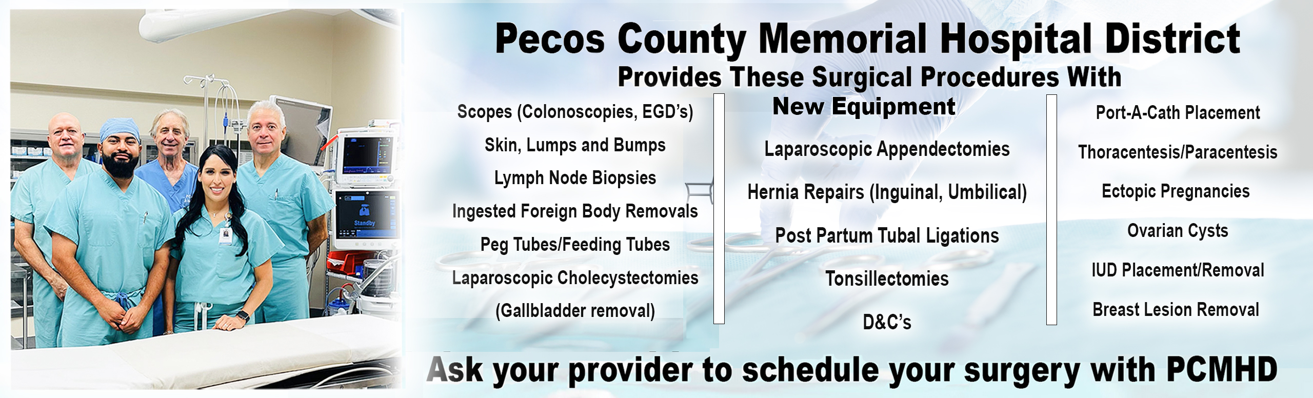 Surgical Operations for Pecos County