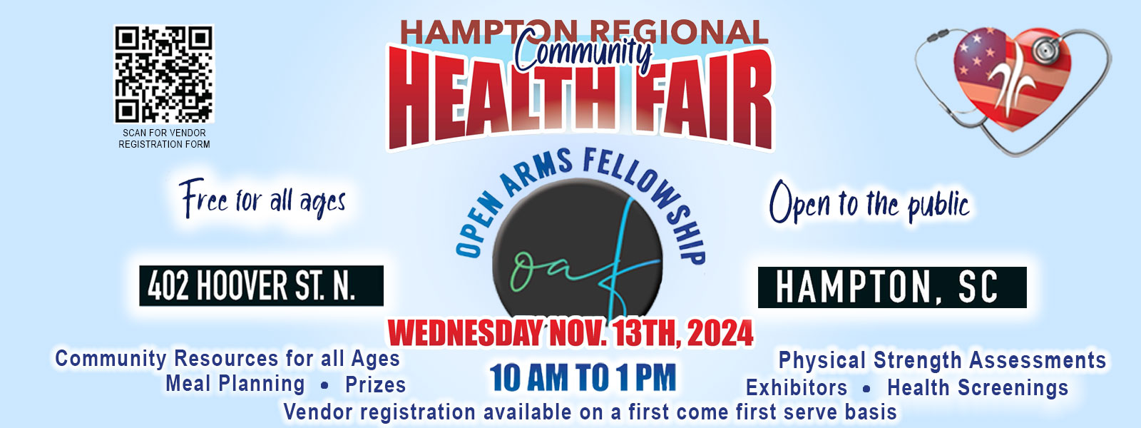 Hampton RMC Health Fair. Wednesday November 13, 2024. Open to the public. 10 AM to 1 PM