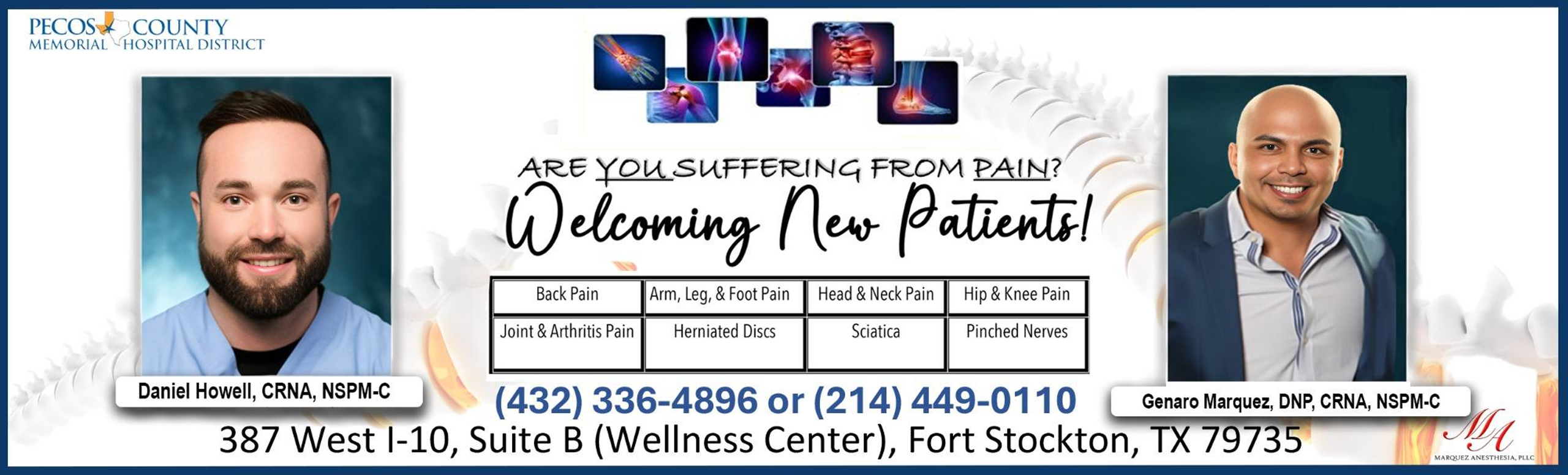 Are you sufferving from pain?
Welcoming new patients!