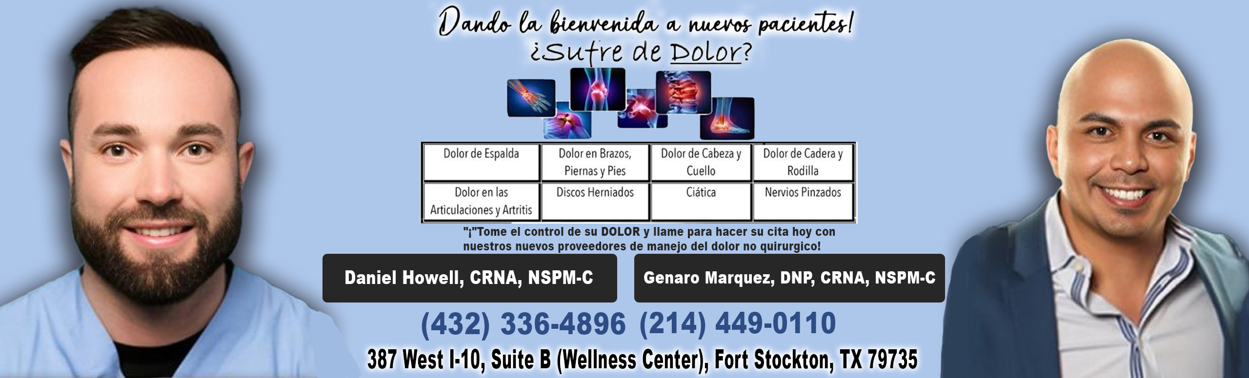 Are you sufferving from pain?
Welcoming new patients!