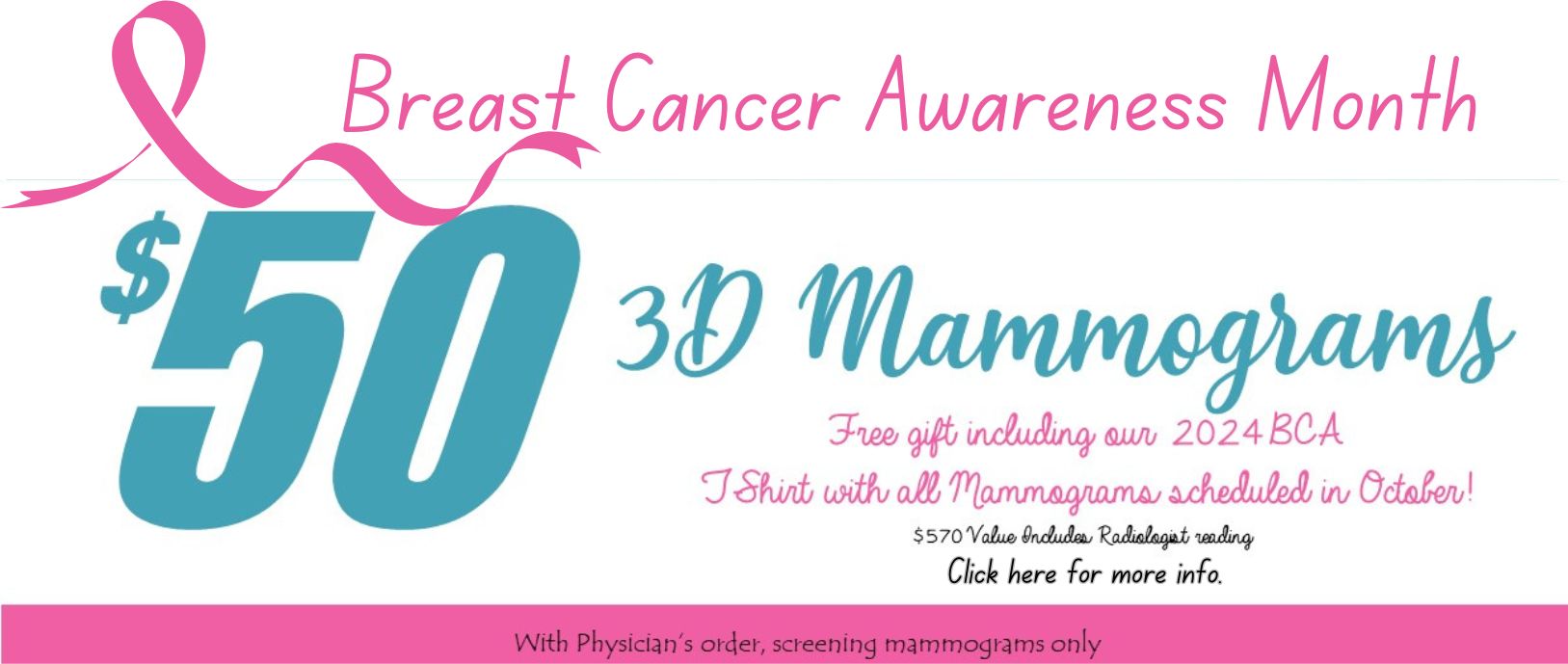 $50 mammogram breast cancer awareness