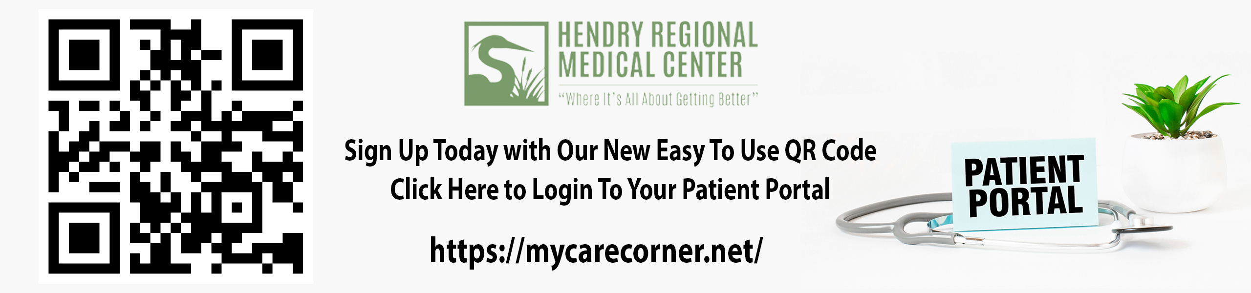 Patient portal QR Code Banner