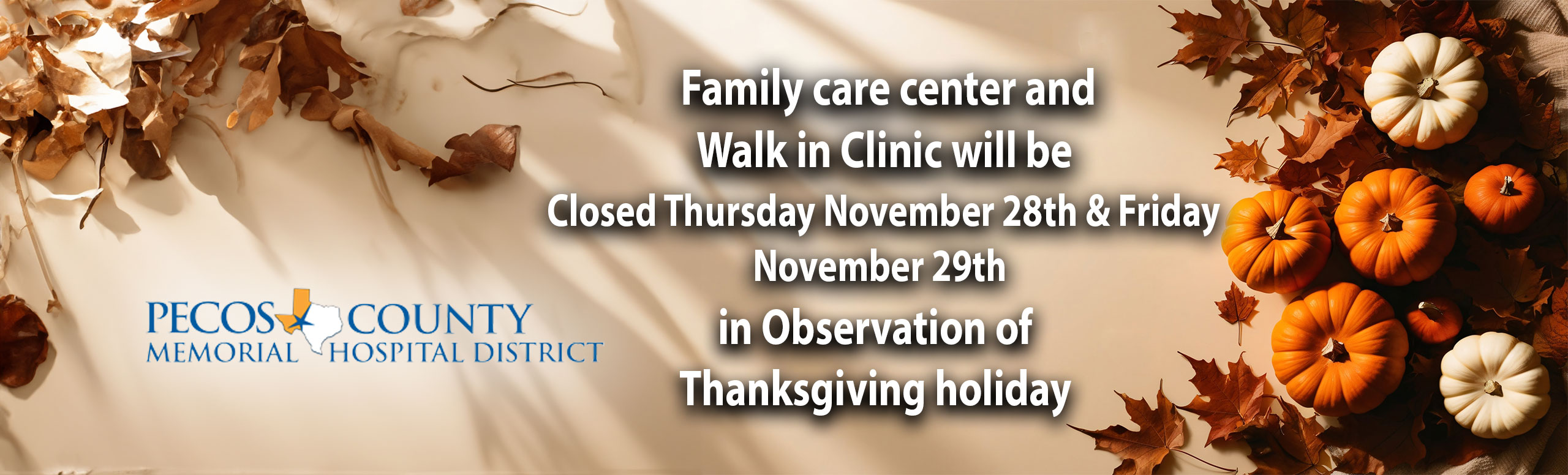 Thanksgiving closure notice