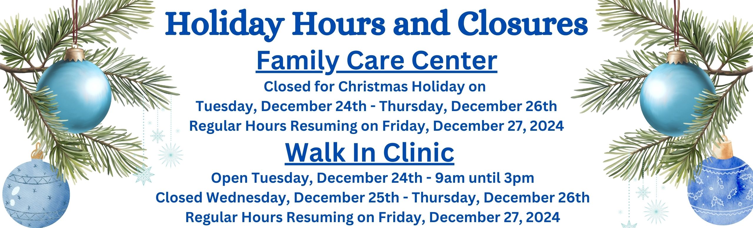 Holiday hours with ornaments