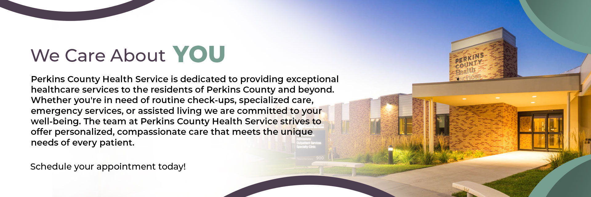 We care about your recovery. At Perkins County Health Services your health and well-being are our top priorities. We understand that recovery is a journey, and we're here to support you every step of the way. Schedule your appointment today!
