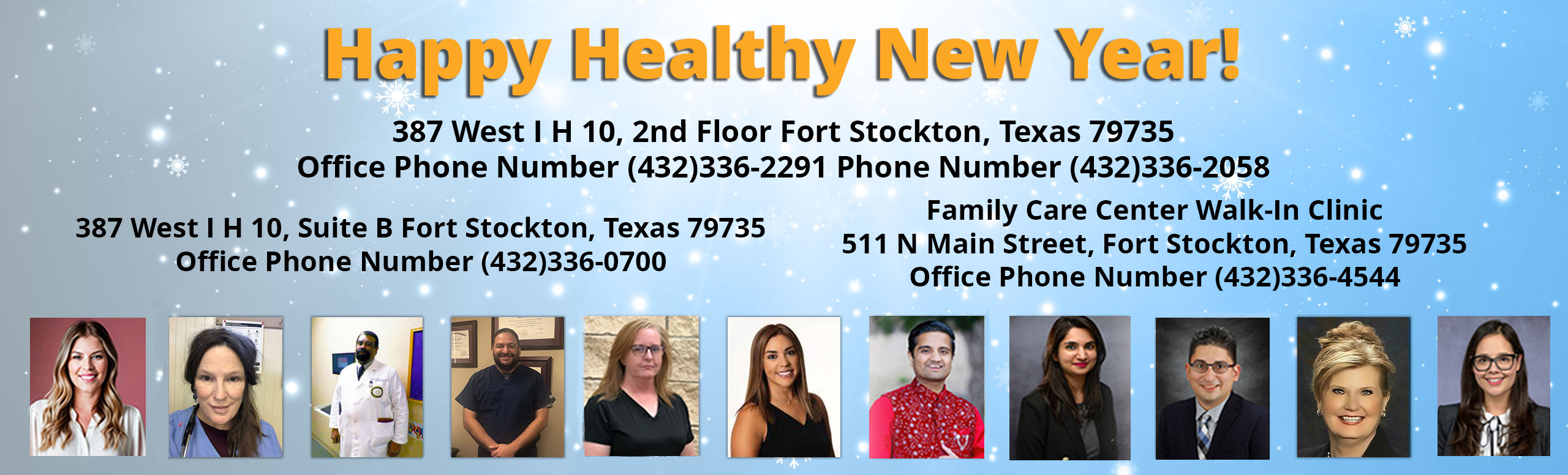 Happy Healthy New Year!
387 West I H 10, 2nd floor
Fort Stockton, Texas 79735