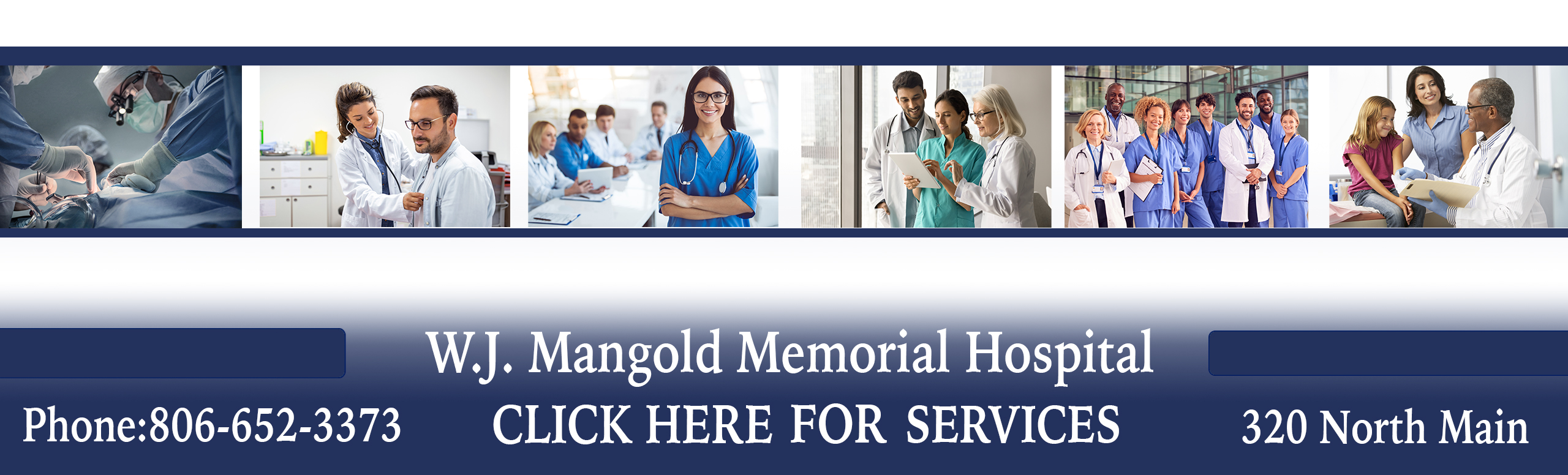 W.J.C Mangod Memorial Hospital. Click here for services. Call 806-652-3373