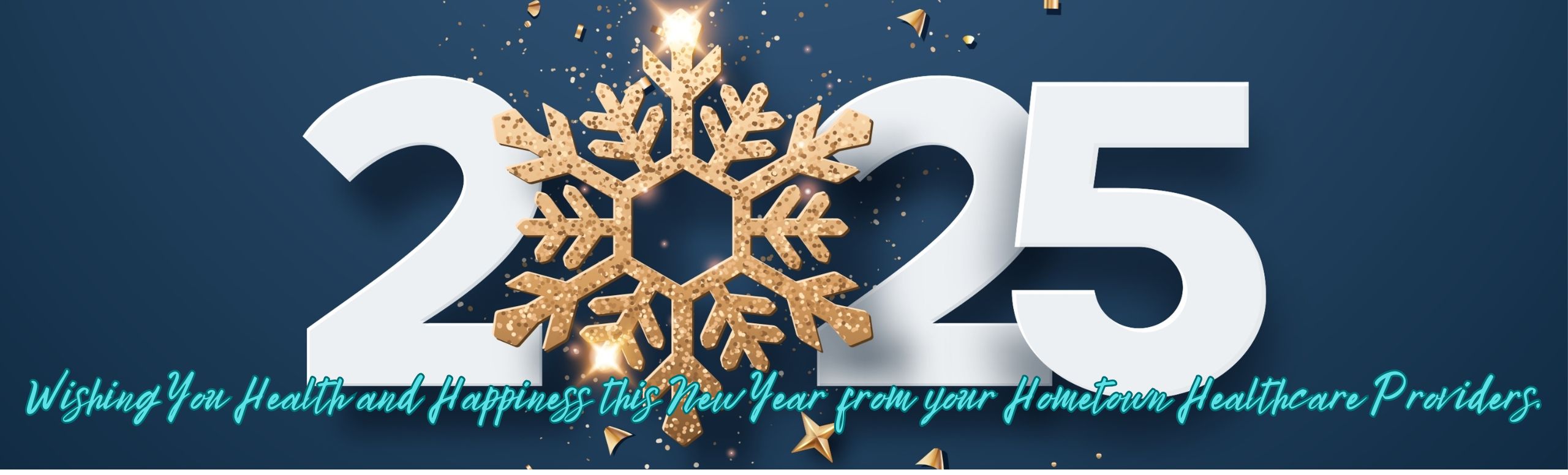 happy New Year 2025 with gold snowflake