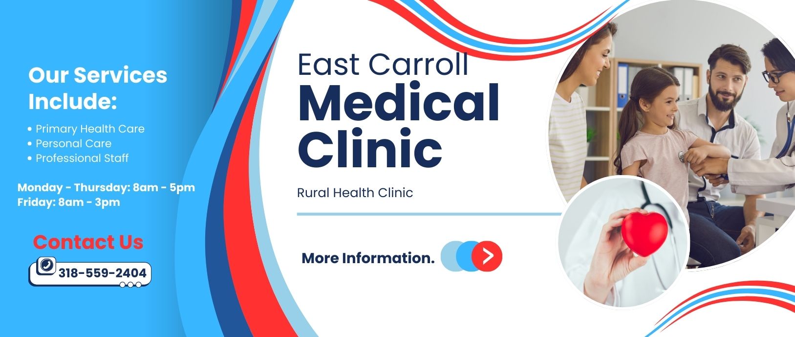 east Carroll medical clinic family with provider and heart