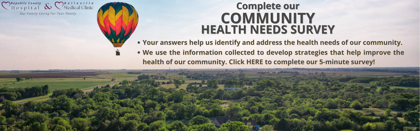 community health survey with image of hot air balloon over landscape