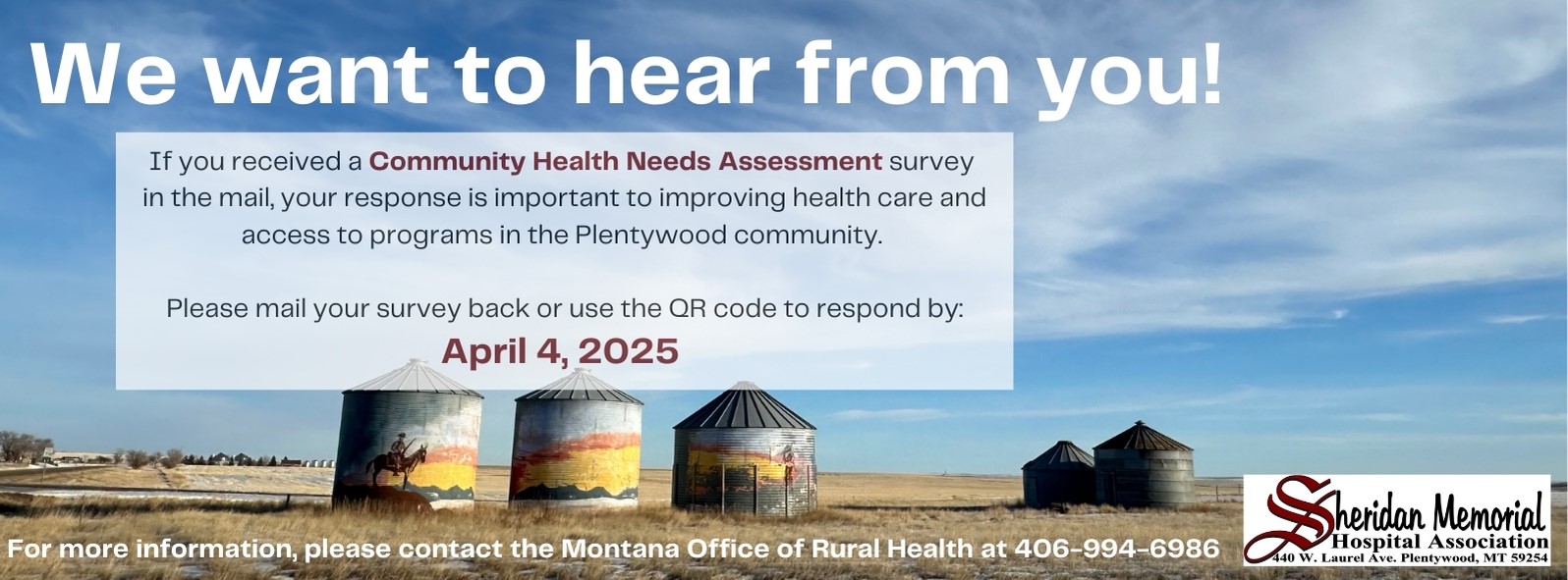 Community Health Needs Assessment advertisement encouraging community members to complete and return survey.