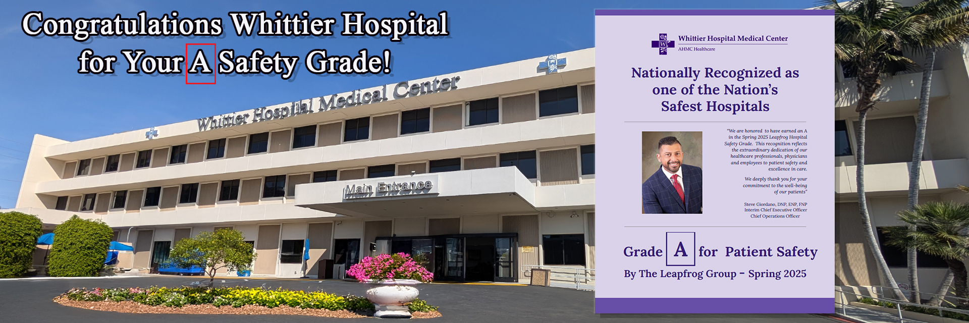 Notice from Leapfrog regarding A safety grade for Whittier Hospital