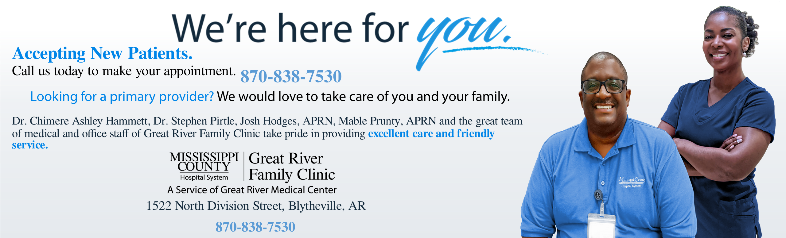 Great River Family Clinic Accepting New Patients Call 870-838-7350