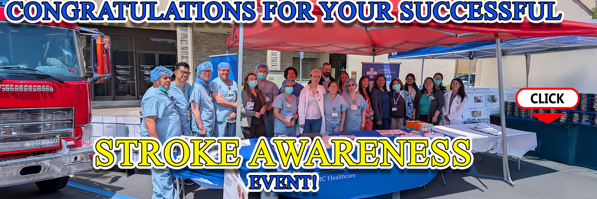Poster of Stroke Awareness Event to be held at Garfield Medical Center on May 23, 2025 at 10:00 am.